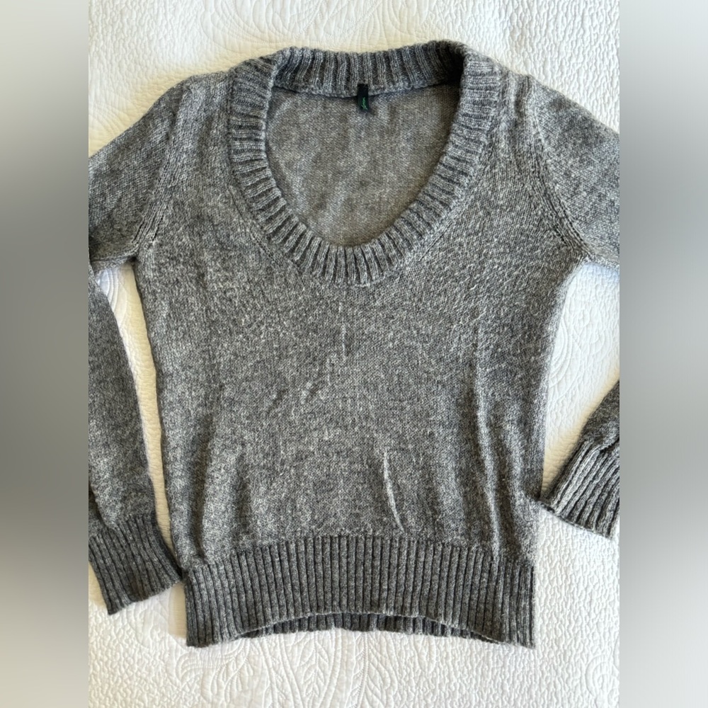 Stile Benetton Gray Wool Long-sleeve Sweater